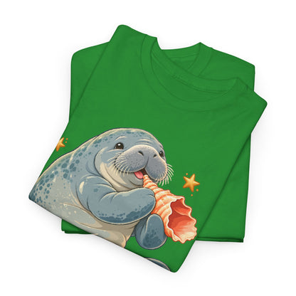 Chubby Mermaid Seashell Serenade Manatee T-Shirt