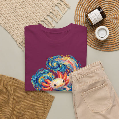 Swirling Axolotl in Turquoise Currents T-Shirt
