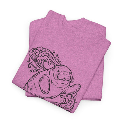 Groovy Manatee in Psychedelic Waves T-Shirt