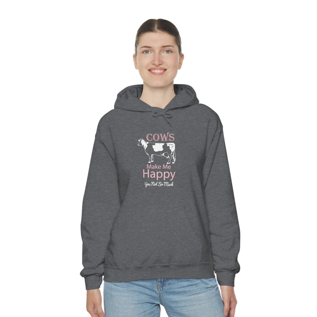 Cow Happy - Heavy Hooded Sweatshirt