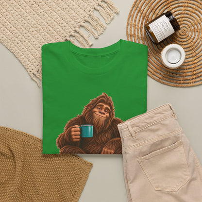 Cozy Camper Bigfoot with Teal Mug T-Shirt