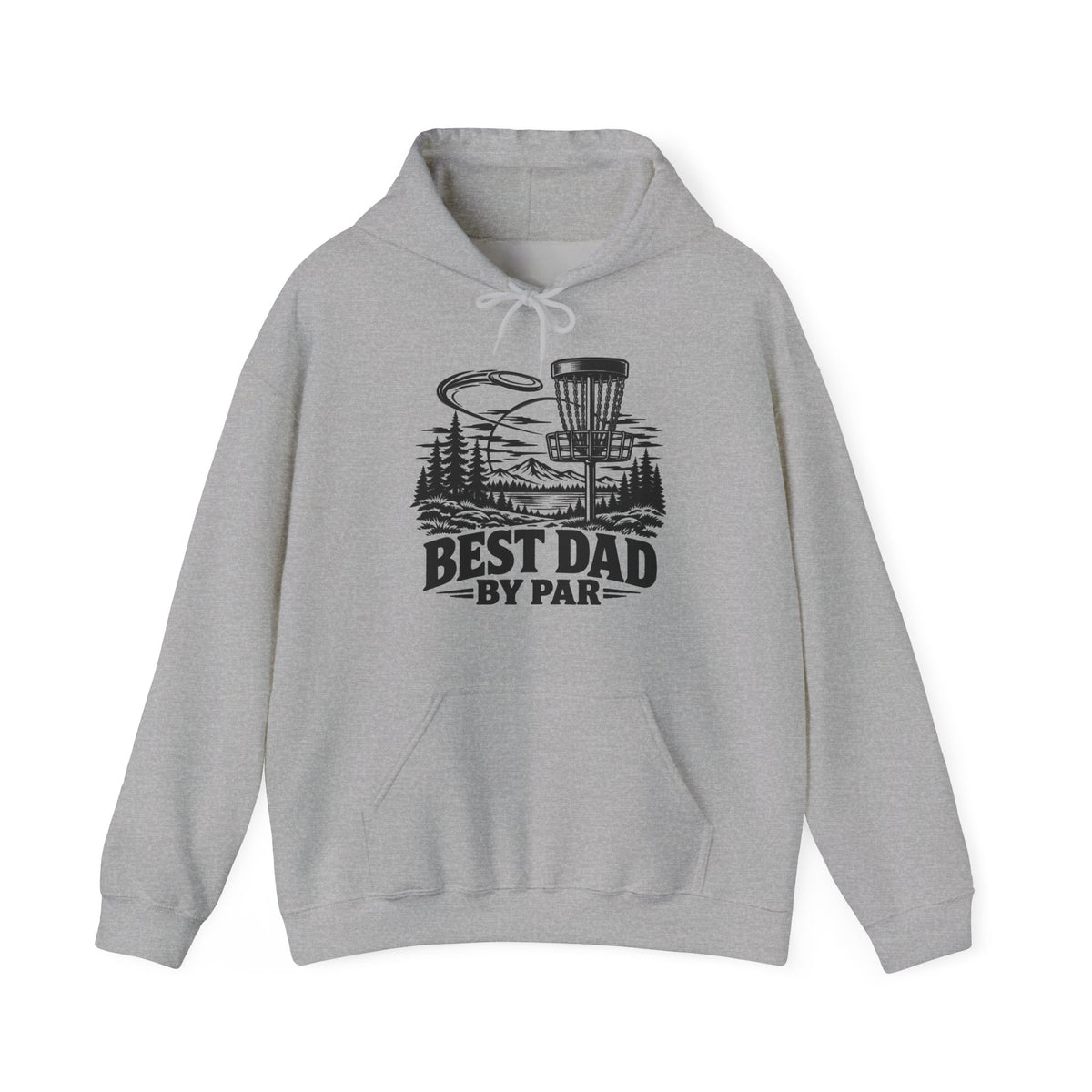 Best Dad by Par – One-Color Disc Golf – Safety Green/Pink Gildan 18500 Hoodie | 043a