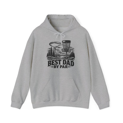 Best Dad by Par – One-Color Disc Golf – Safety Green/Pink Gildan 18500 Hoodie | 043a