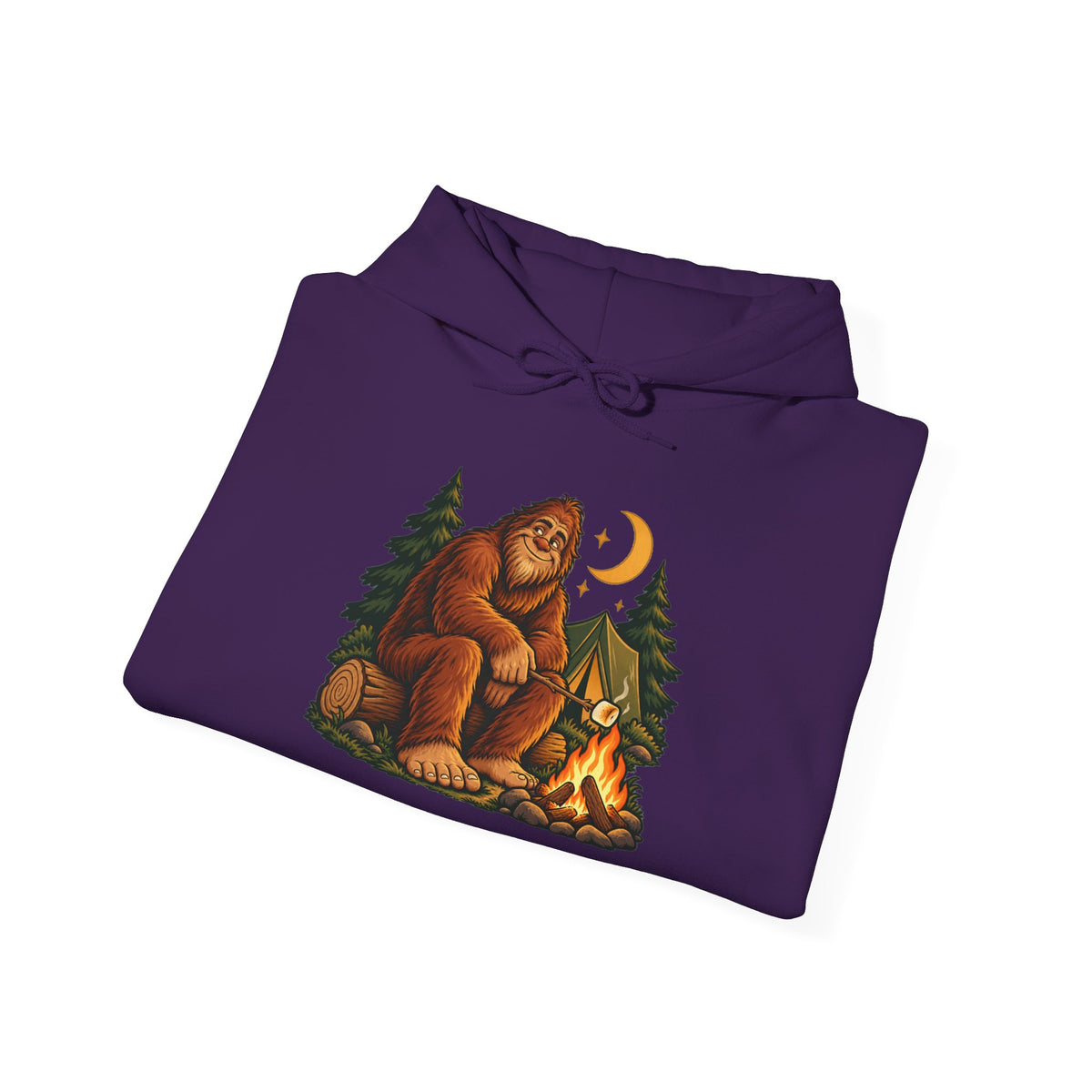 Bigfoot's Cozy Campfire Night Pullover Hoodie