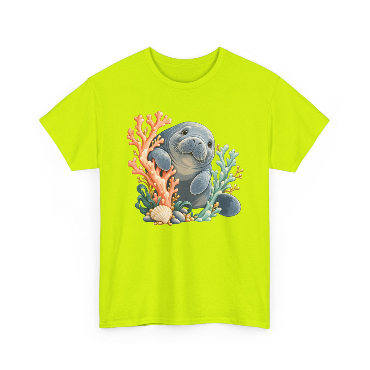 Chubby Mermaid Coral Curiosity Manatee T-Shirt