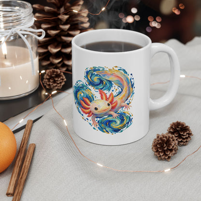 Swirling Axolotl in Turquoise Currents Mug