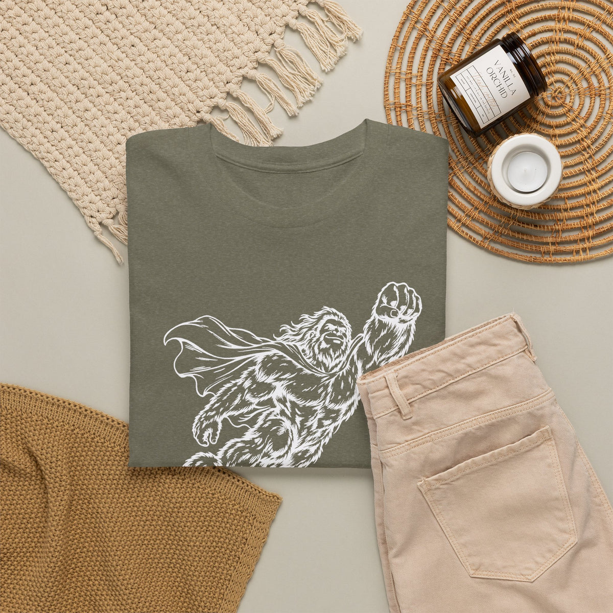Soaring Cape-Wearing Sasquatch T-Shirt