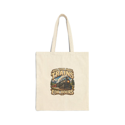Will Talk About Trains – Cotton Canvas Tote Bag | 018
