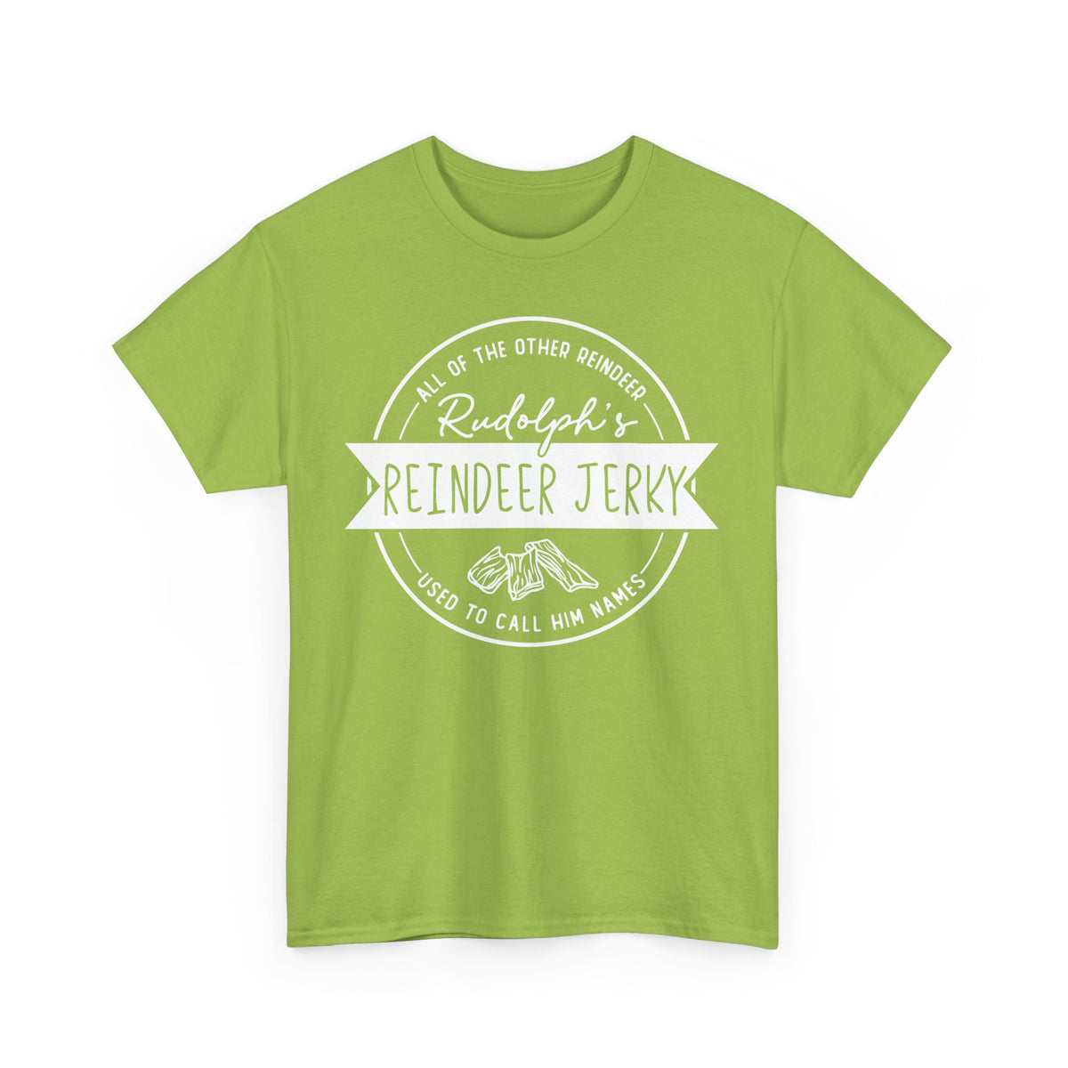 Rudolph’s Reindeer Jerky T-Shirt | Christmas Humor – White Ink