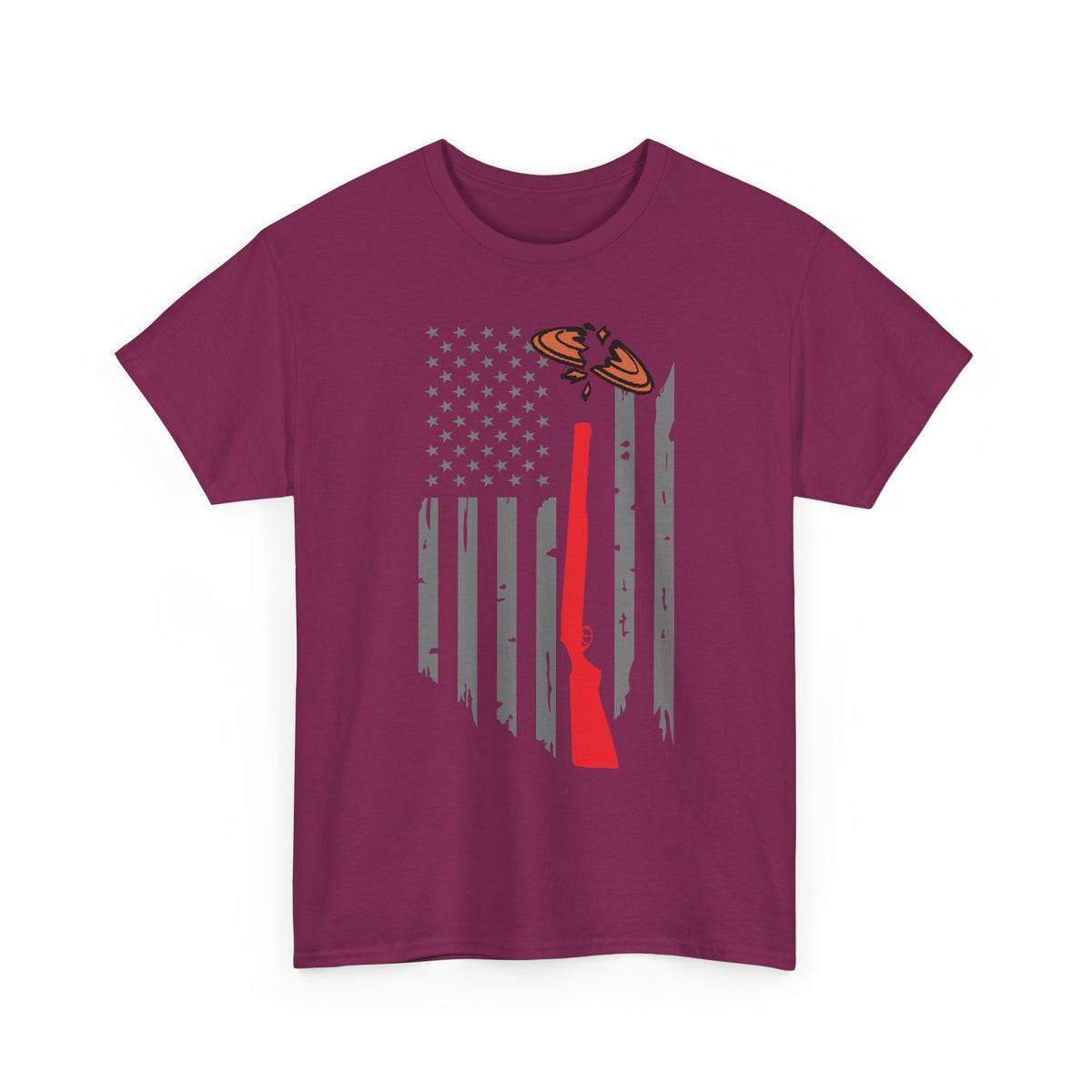 Clay Shooting American Flag T-Shirt | Patriotic Shotgun Tee