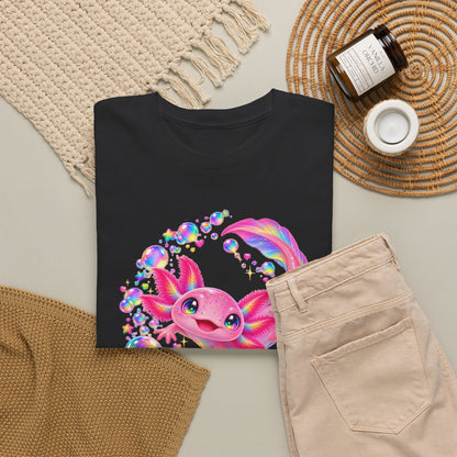 Bubblegum Axolotl in Rainbow Bubbles T-Shirt