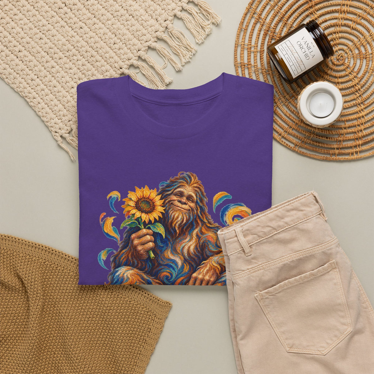 Sunflower Rest with a Shaggy Bigfoot T-Shirt