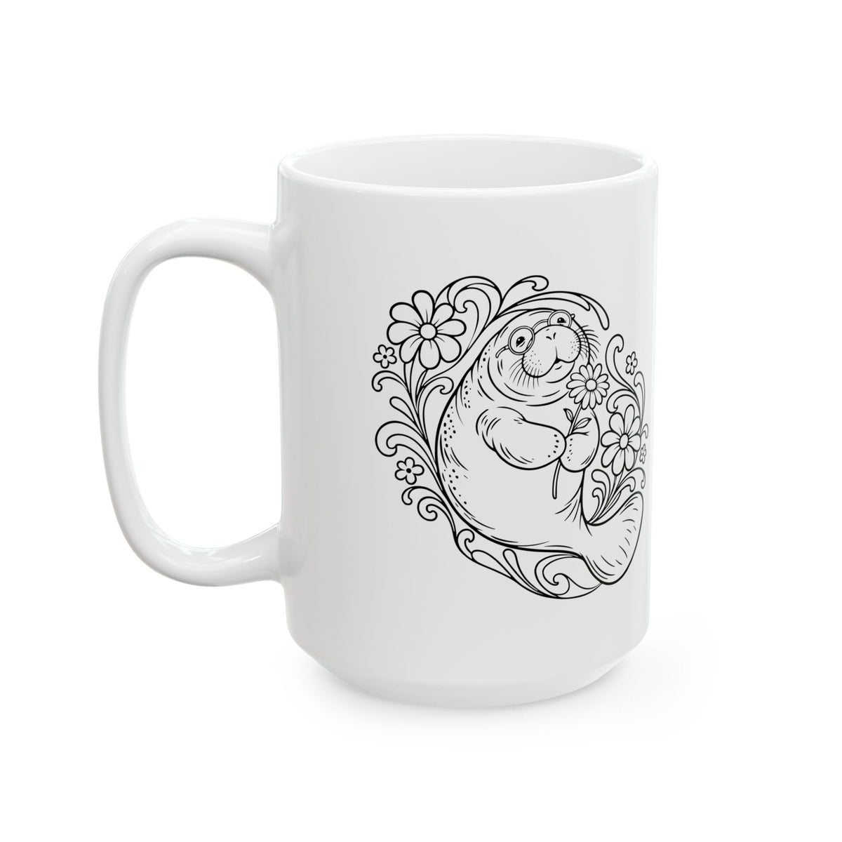 Groovy Spectacled Manatee with Daisy Mug
