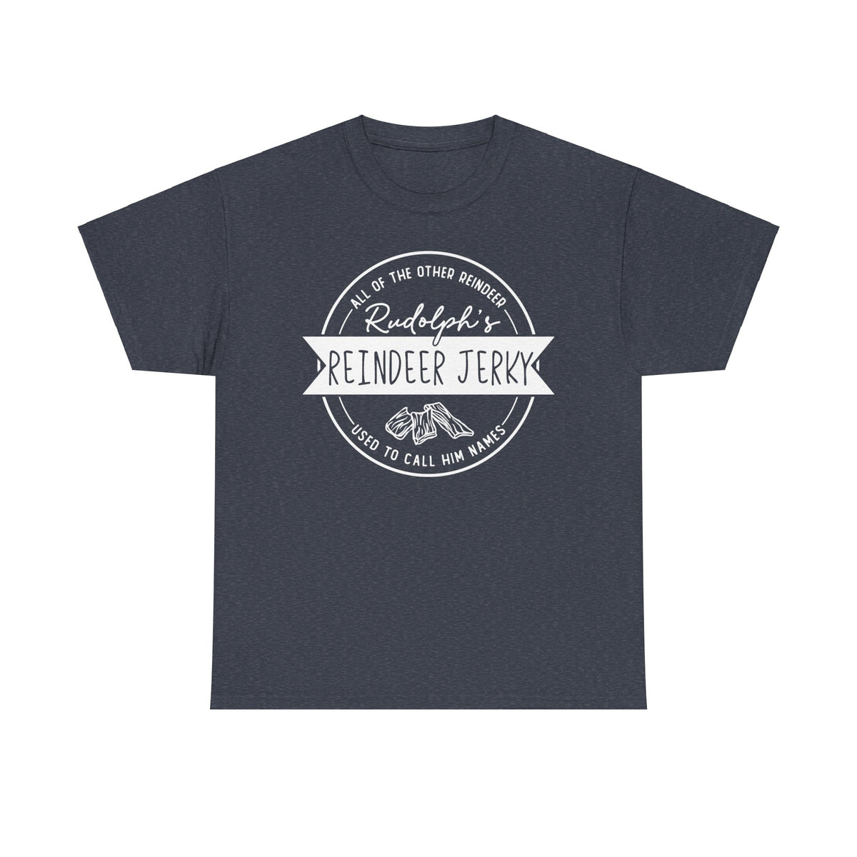 Rudolph’s Reindeer Jerky T-Shirt | Christmas Humor – White Ink