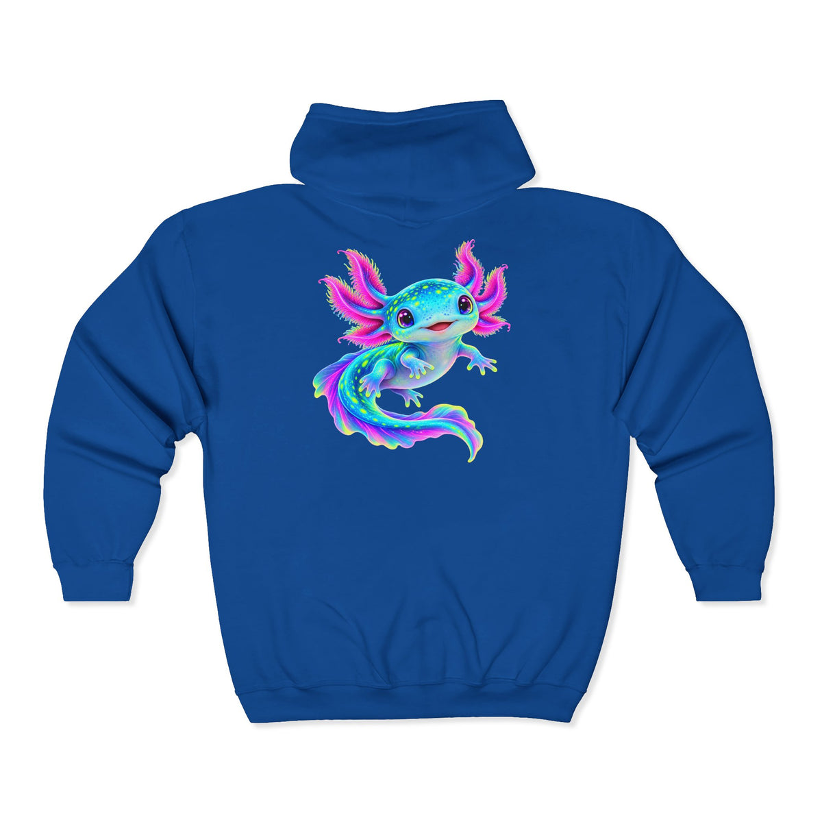 Electric Axolotl in Motion Zip-Up Hoodie