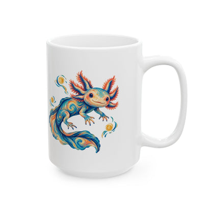 Starwater Axolotl in Turquoise and Coral Mug