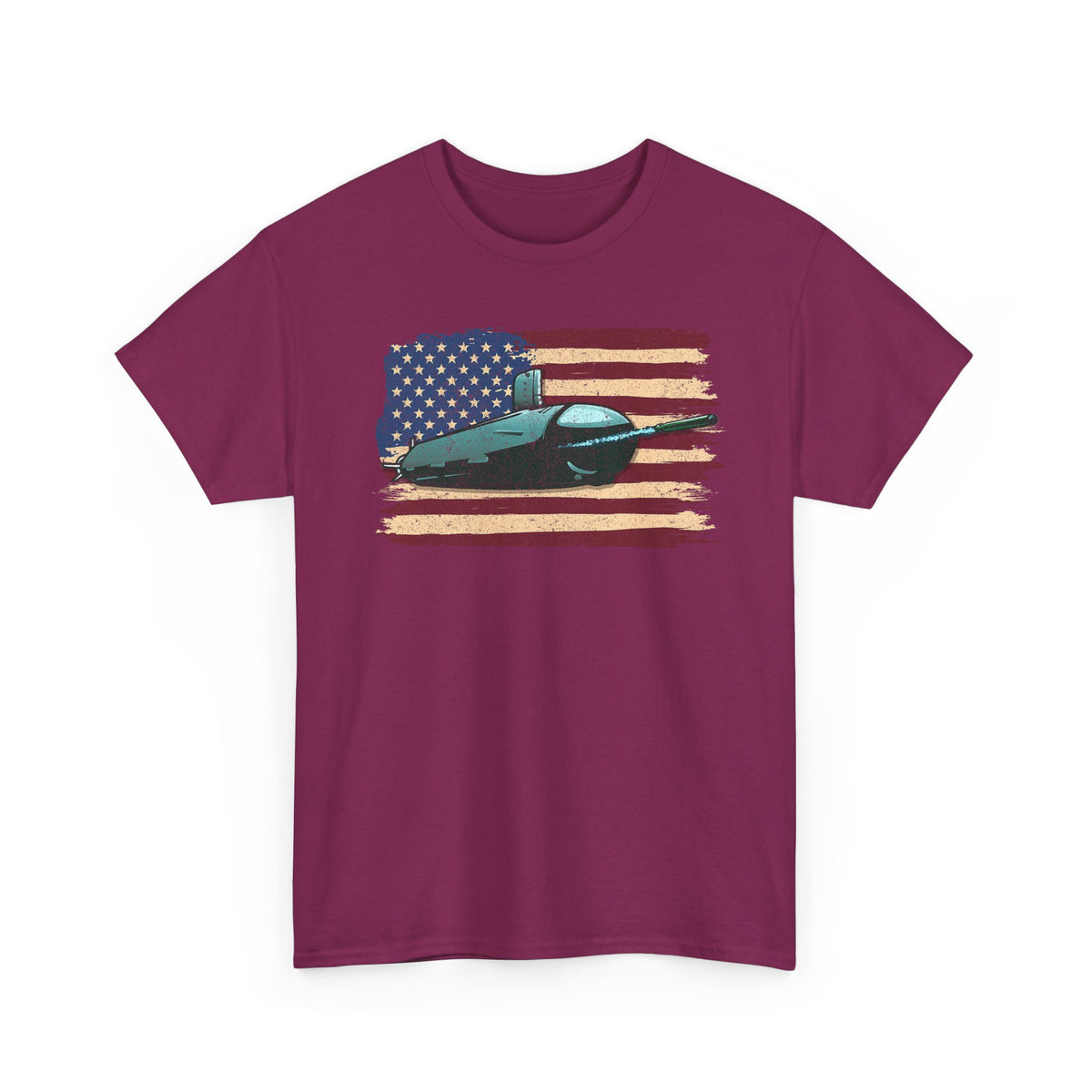 Vintage Submarine & American Flag T-Shirt | Patriotic Tee