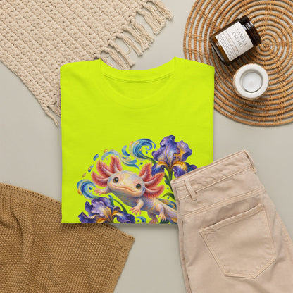 Axolotl Among Swirling Purple Irises T-Shirt