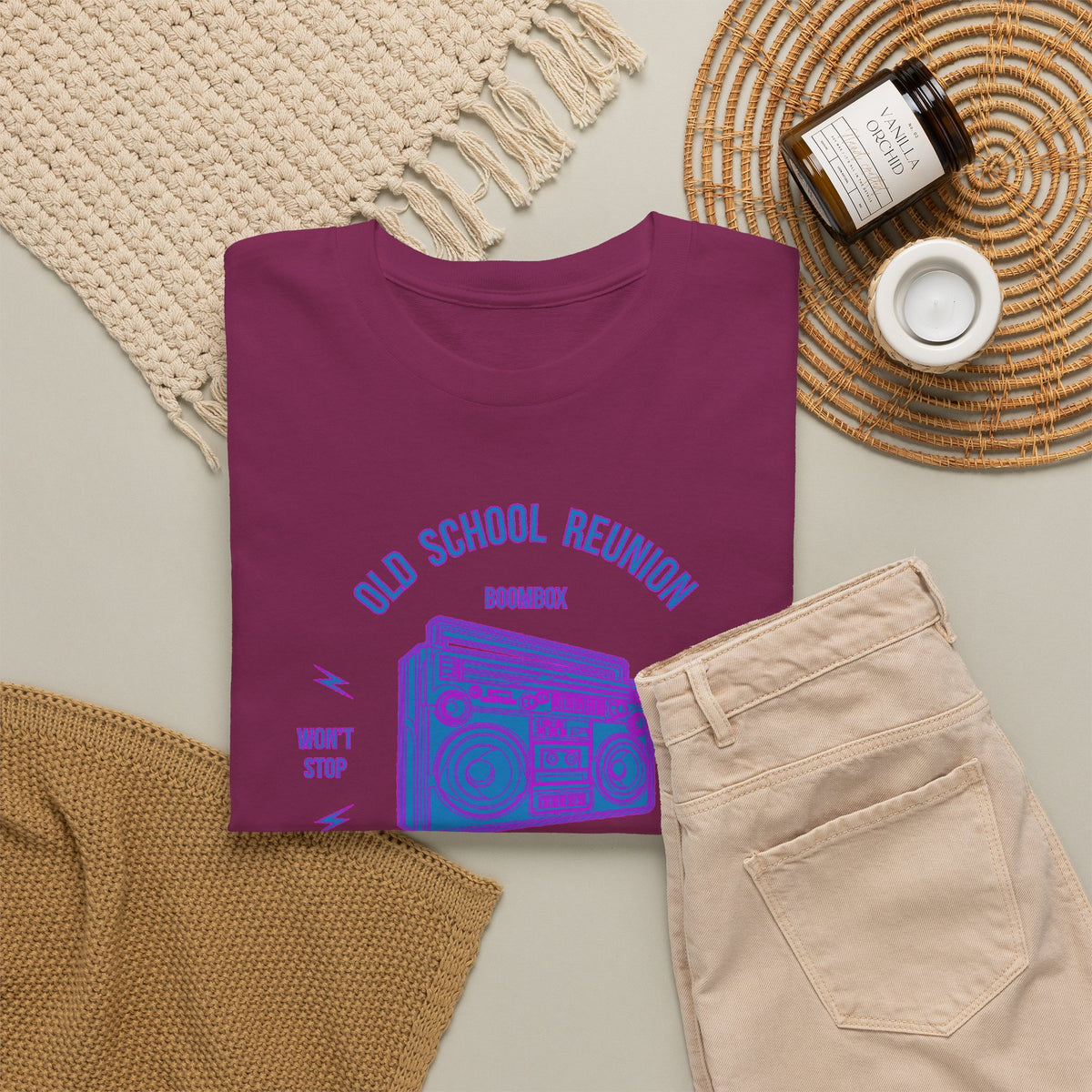 Old School Boombox T-Shirt | Purple & Blue Retro Music Tee