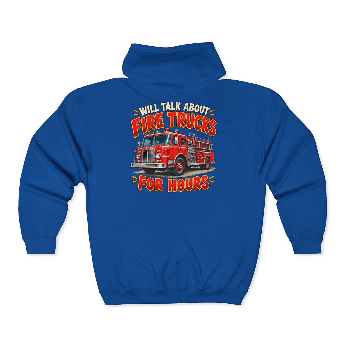 Will Talk About Fire Trucks – Gildan 18600 Zip-Up Hoodie | 020
