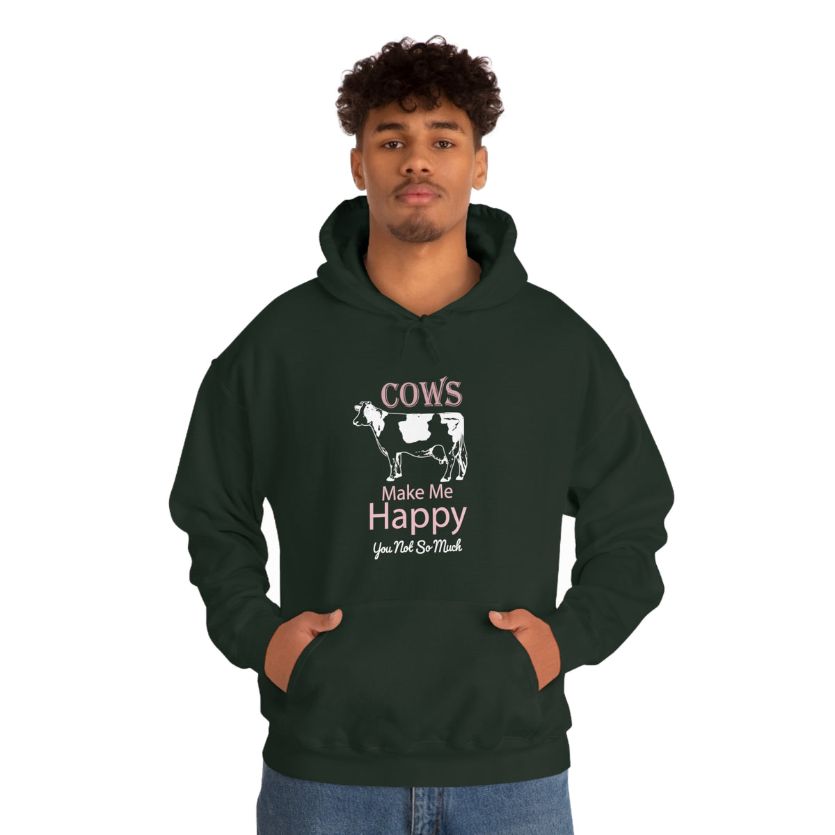 Cow Happy - Heavy Hooded Sweatshirt