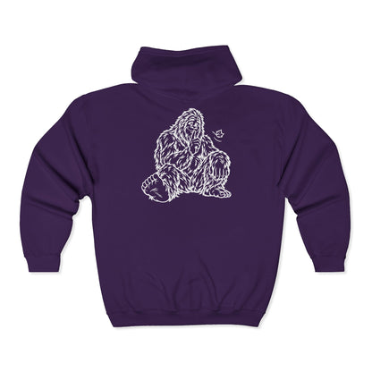 Shh, Friendly Bigfoot in the Forest Zip-Up Hoodie