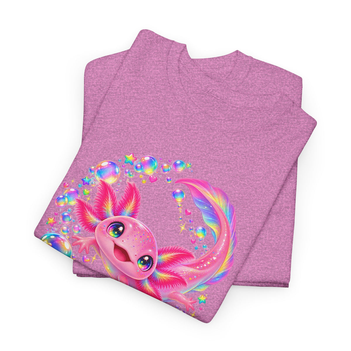 Bubblegum Axolotl in Rainbow Bubbles T-Shirt