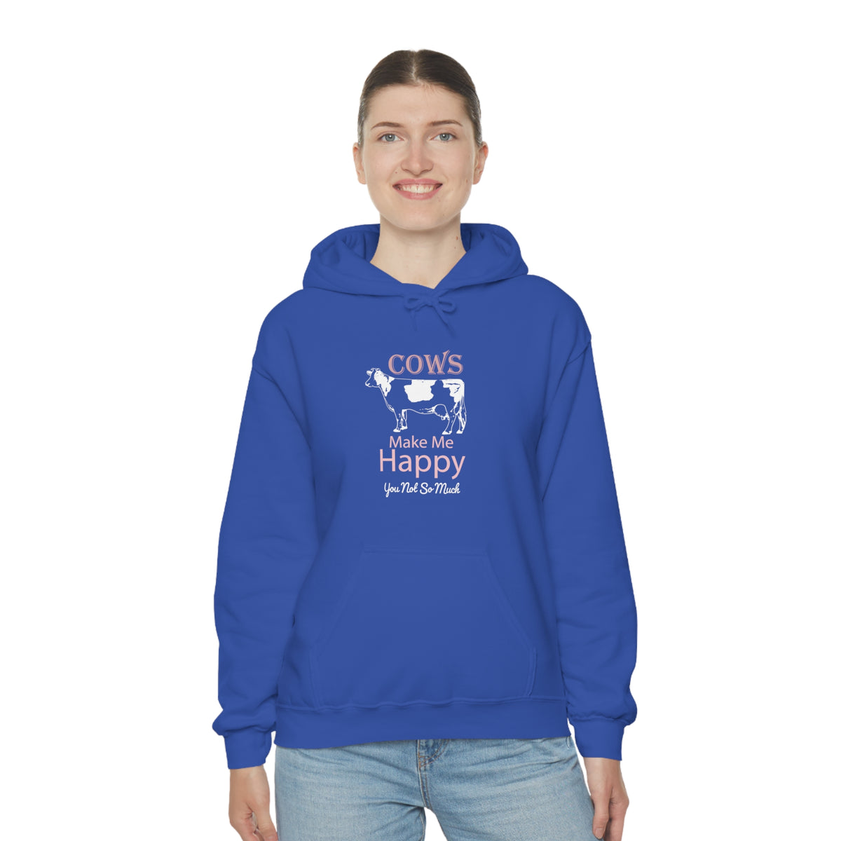 Cow Happy - Heavy Hooded Sweatshirt