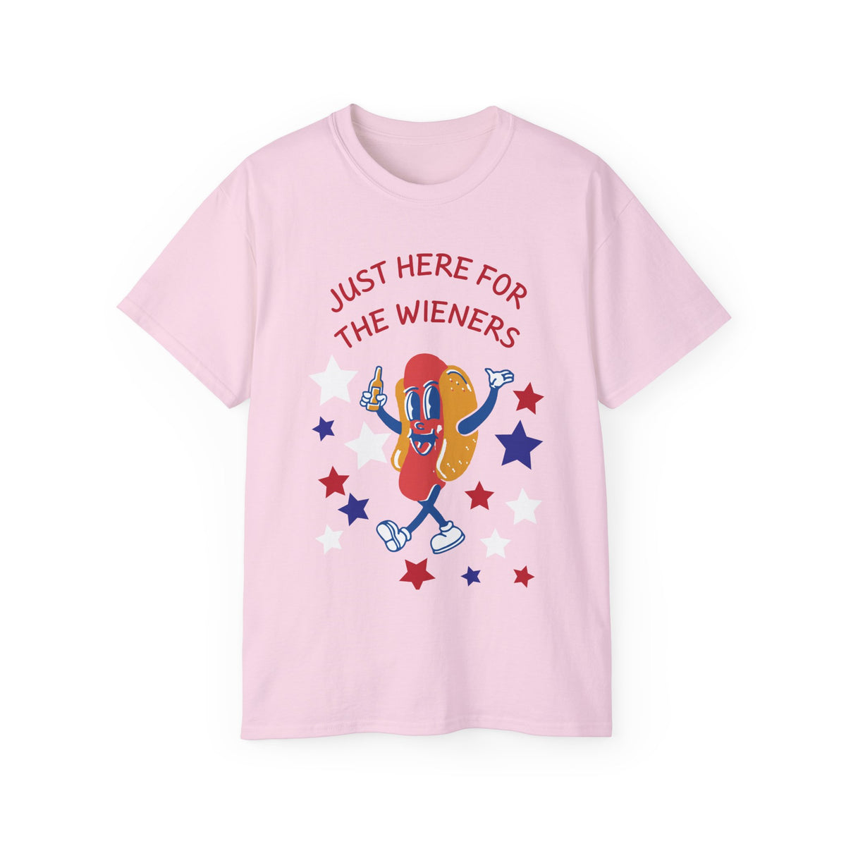 Just Here for the Wieners T-Shirt | Funny BBQ Hot Dog Tee
