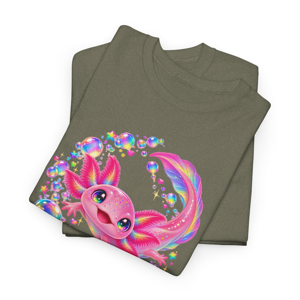 Bubblegum Axolotl in Rainbow Bubbles T-Shirt
