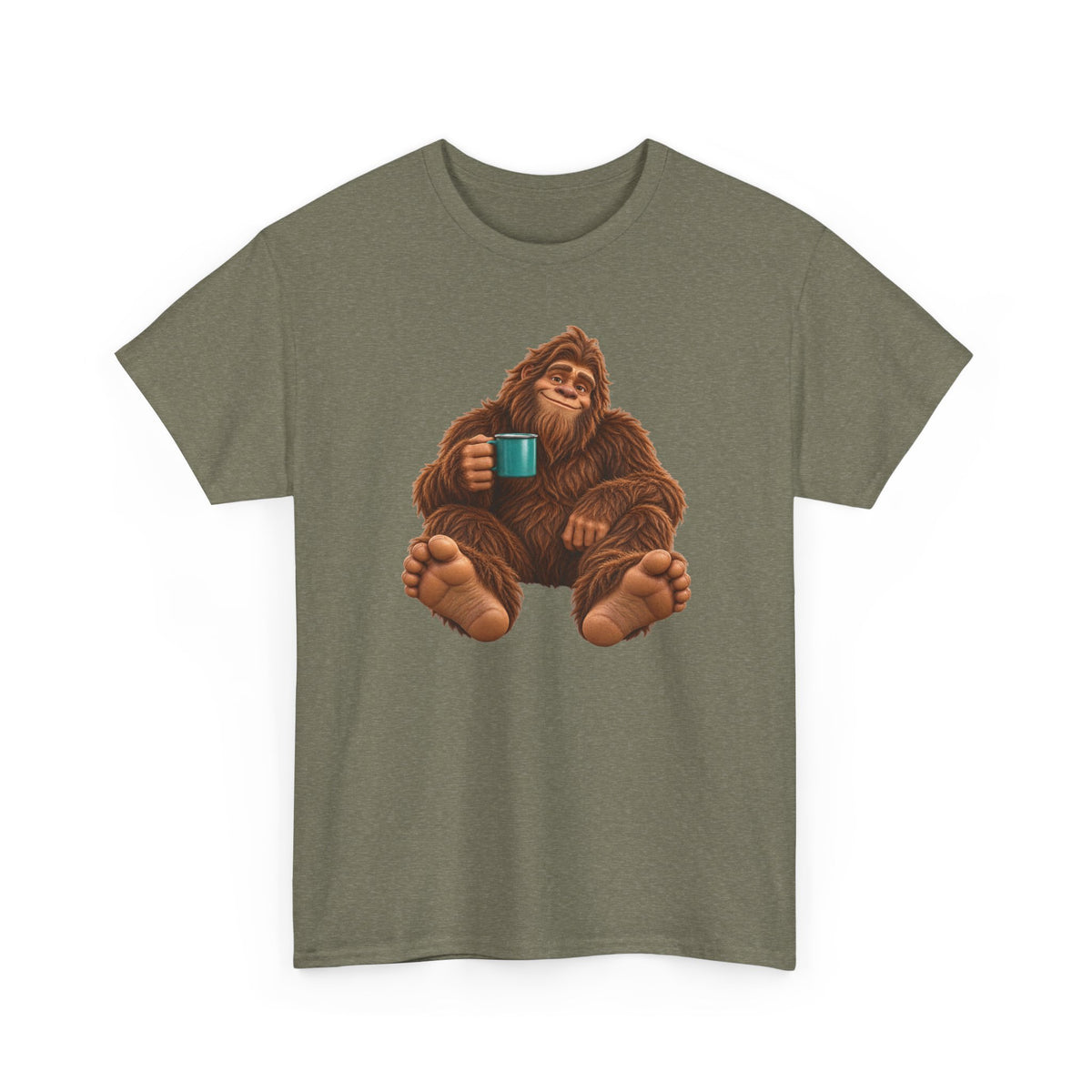 Cozy Camper Bigfoot with Teal Mug T-Shirt