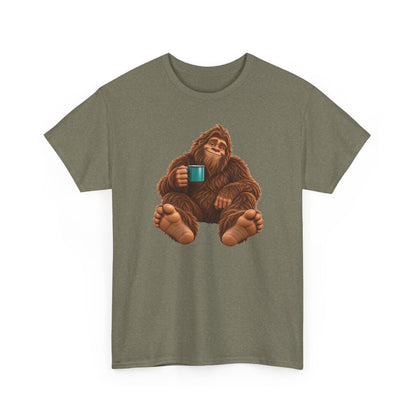 Cozy Camper Bigfoot with Teal Mug T-Shirt