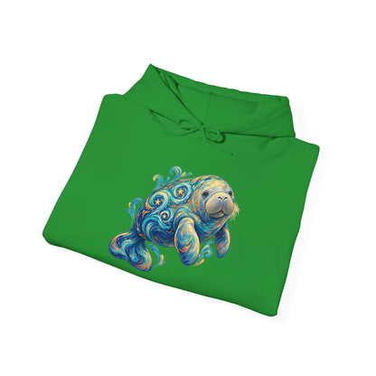 Swirling Moon-Tide Manatee Pullover Hoodie