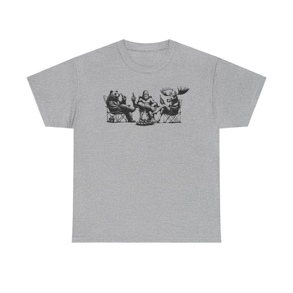 Bear, Bigfoot & Moose Camping T-Shirt | Unisex Graphic Tee