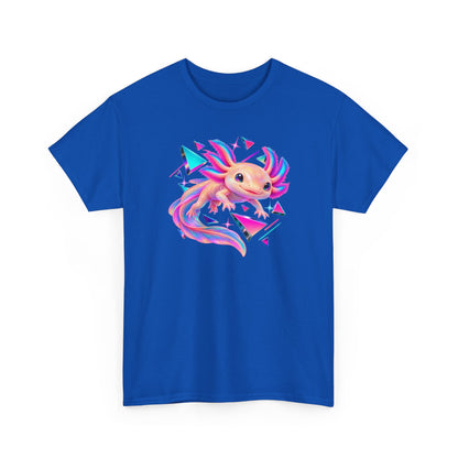 Neon Axolotl Drifting Through Memphis Shapes T-Shirt
