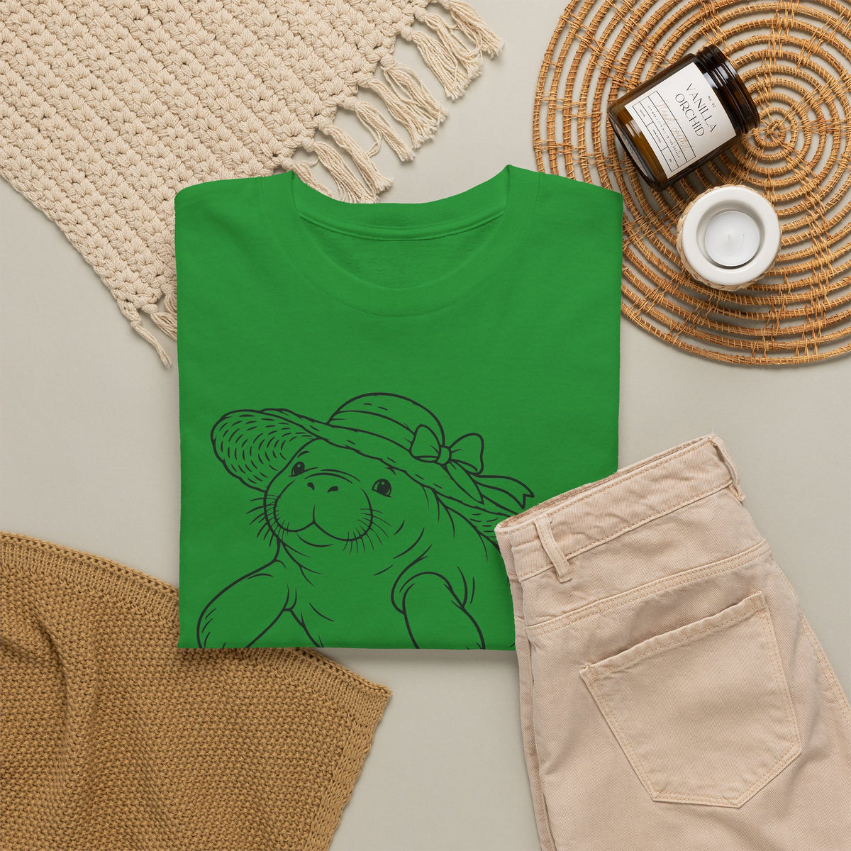 Chubby Mermaid Sunhat Sea Cow Manatee T-Shirt