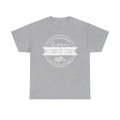 Rudolph’s Reindeer Jerky T-Shirt | Christmas Humor – White Ink