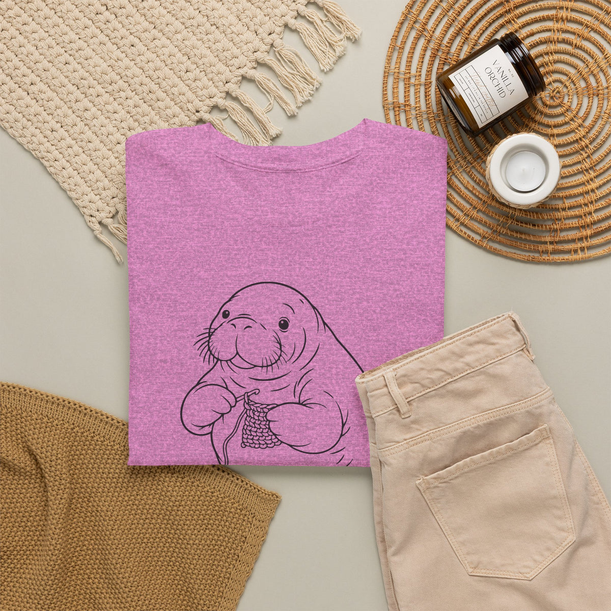 Chubby Mermaid Coastal Crochet Manatee T-Shirt