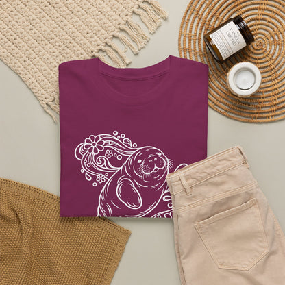 Groovy Manatee in Psychedelic Waves T-Shirt