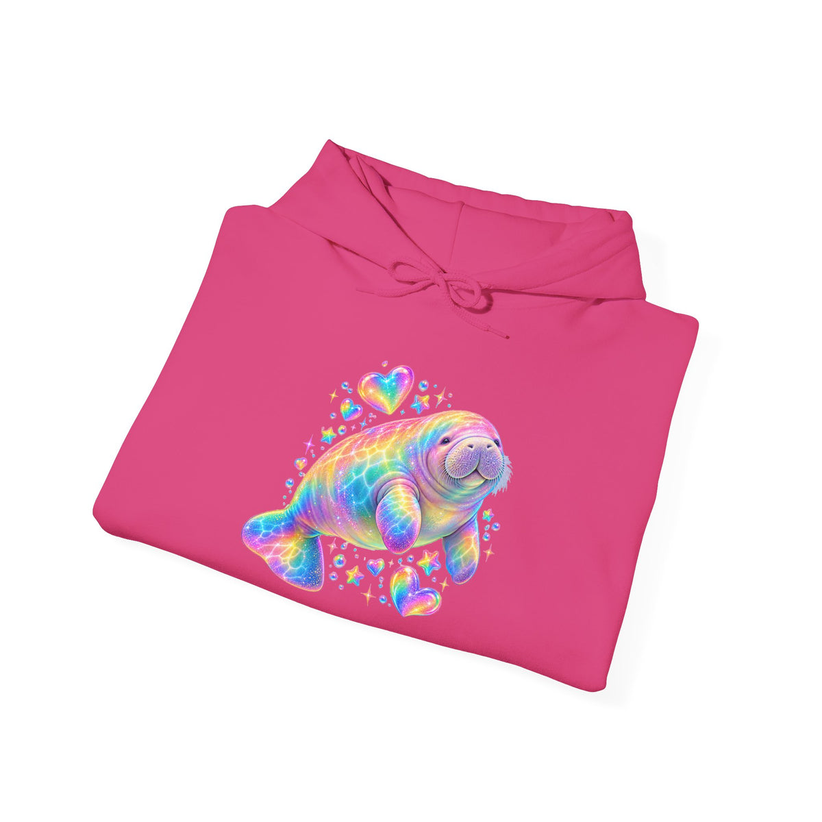Rainbow manatee hearts and stars Pullover Hoodie