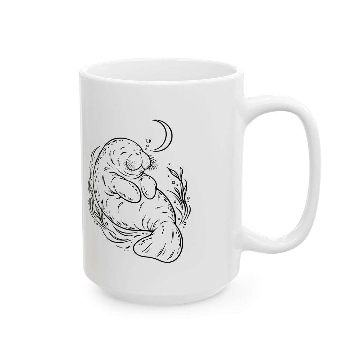 Sleepy Manatee Under a Crescent Moon Mug