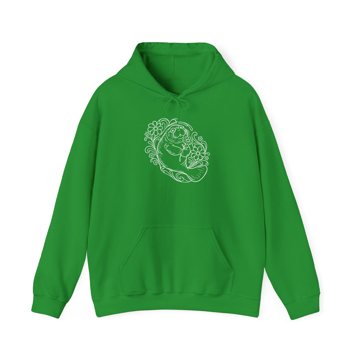 Groovy Spectacled Manatee with Daisy Pullover Hoodie