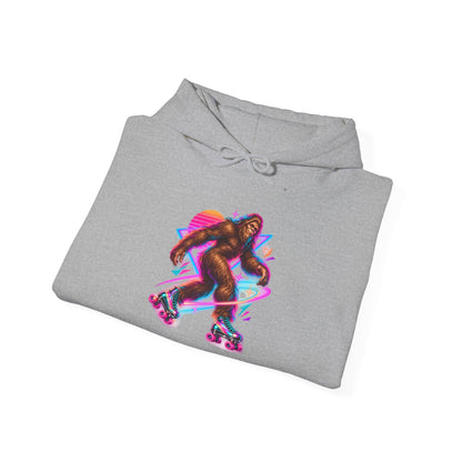 Neon Bigfoot on Roller Skates Pullover Hoodie