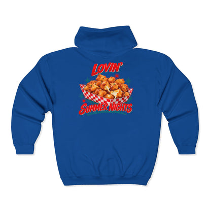 Lovin’ Cheese Curds & Summer Nights – Gildan 18600 Zip-Up Hoodie | 002a-v2