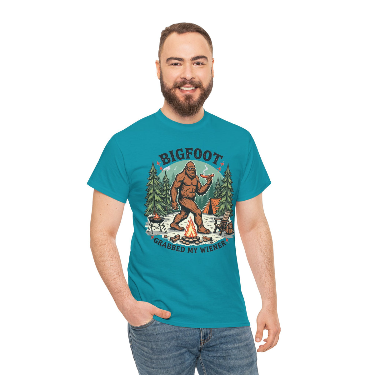 Bigfoot Grabbed My Wiener T-Shirt | Funny Camping Tee