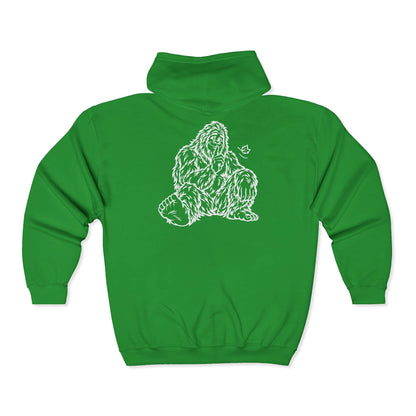 Shh, Friendly Bigfoot in the Forest Zip-Up Hoodie