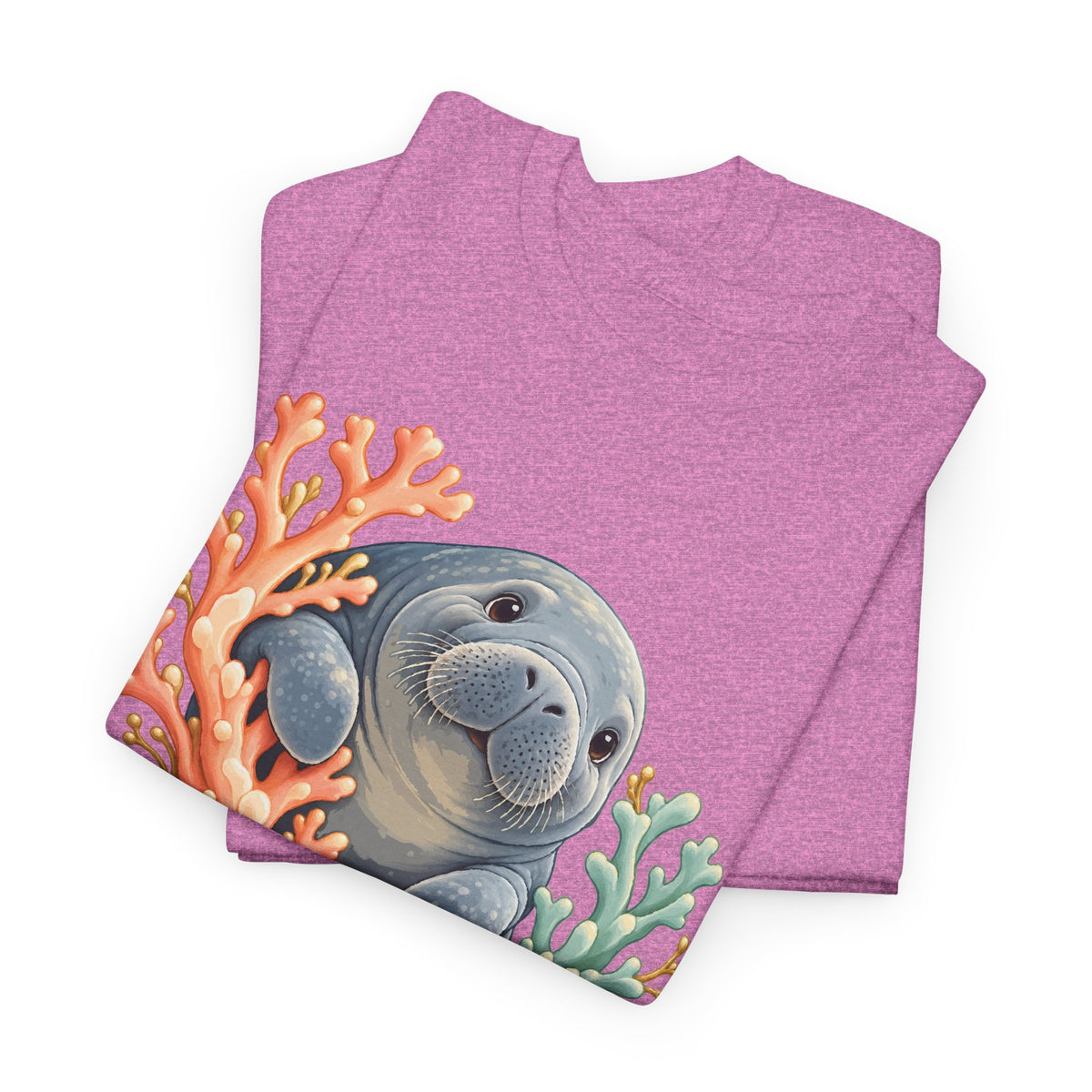 Chubby Mermaid Coral Curiosity Manatee T-Shirt
