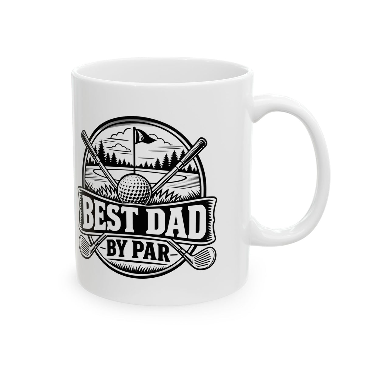 Best Dad by Par – One-Color Ceramic Mug, 11 oz | 042a