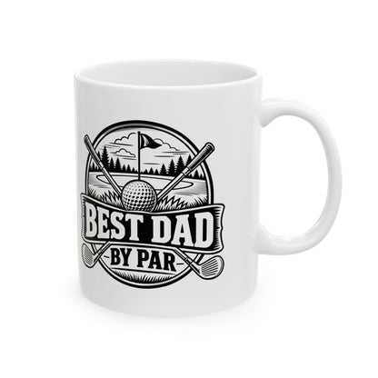 Best Dad by Par – One-Color Ceramic Mug, 11 oz | 042a