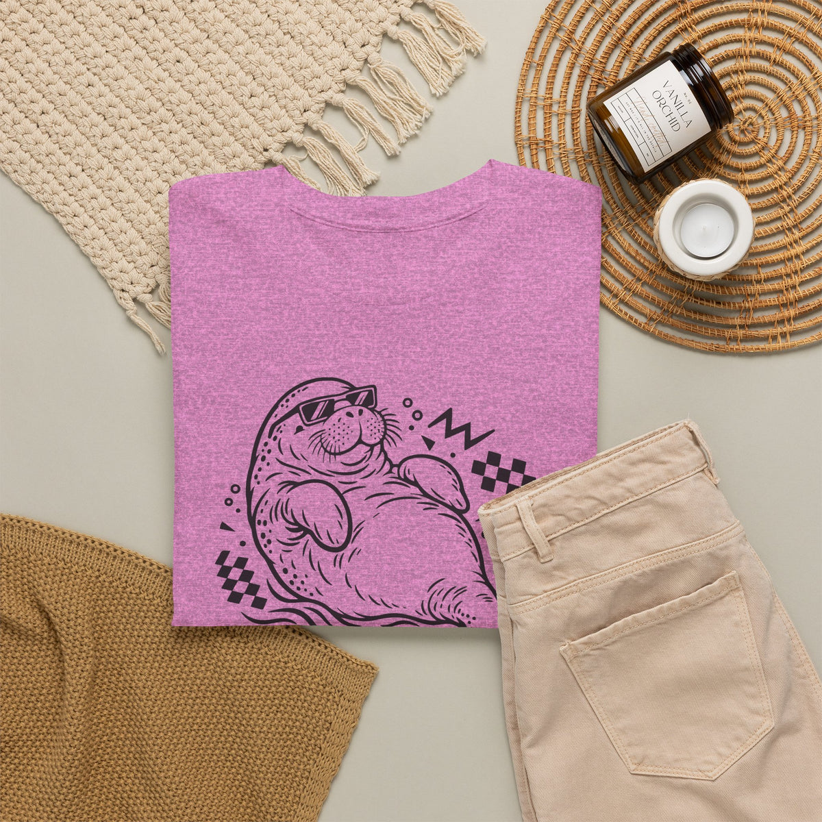 Retro floating manatee mascot T-Shirt